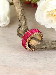 Crunchy Fashion Gold-Plated Crystal-Studded Ring