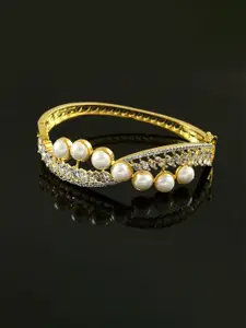 Jewar Mandi Women Brass Cubic Zirconia Gold-Plated Bangle-Style Bracelet