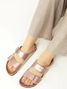 Birkenstock Arizona Copper Narrow Width Birko-Flor Two-Strap Sandals