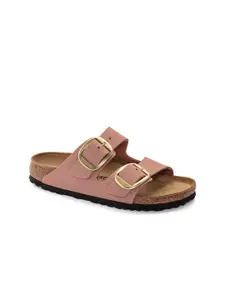 Birkenstock Arizona Big Buckle Old Rose Narrow Width Nubuck Leather Two-Strap Sandals
