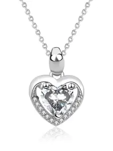 Raajsi by Yellow Chimes 925 Sterling Silver-Plated CZ-Studded Pendant With Chain