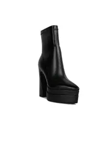 London Rag Women Dextra Pointed-Toe Chunky Block Heel Mid-Top Winter Boots