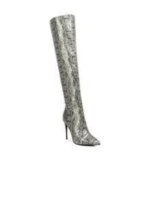 London Rag Women Snake Printed Stiletto Heel High Top Boots