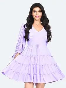 Zink London V-Neck Tiered Fit and Flare Dress
