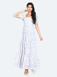 Zink London Floral Printed Tiered Maxi Dress