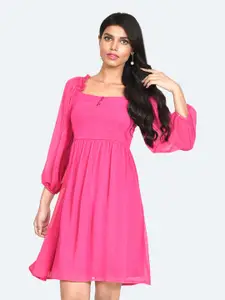 Zink London Puff Sleeved Fit and Flare Dress