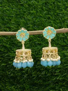 PRIVIU Blue Classic Gold Plated Jhumkas Earrings