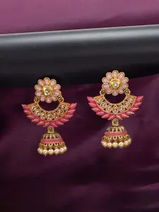 PRIVIU Gold-Plated Studded Jhumkas