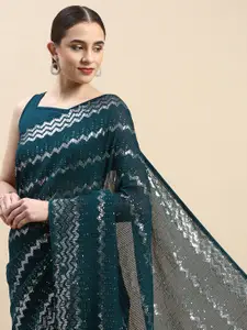 VAIRAGEE Embellished Striped Sequinned Saree
