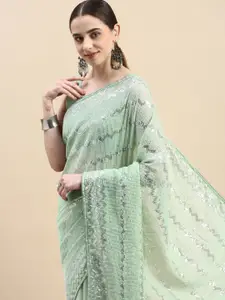 VAIRAGEE Embellished Striped Sequinned Saree