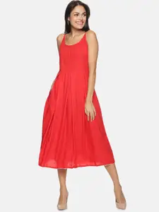 DIVINATION Women Shoulder Straps Pleated A-Line Dress