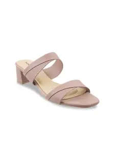 Mochi Textured Open Toe Block Heels