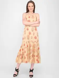 MARC LOUIS Floral Printed Cotton Tiered Midi Dress