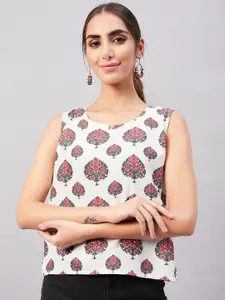 InWeave Floral Print Round Neck Top