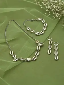 AMI Women Silver-Plated Necklace and Earrings & With Bracelet