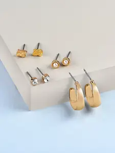 AMI Set Of 4 Gold-Plated Contemporary Studs Earrings