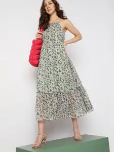 Vero Moda Shoulder Straps Floral Printed A-Line Midi Dress