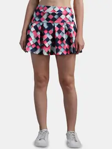 N-Gal Geometric Printed Mini Skirt with Attached Shorts