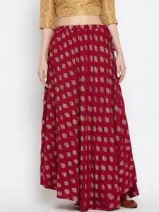 Clora Creation Printed Flared Maxi Skirt