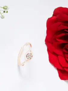 AMI Rose Gold-Plated CZ-Studded  Finger Ring