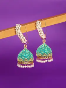 OOMPH Gold-Plated Artificial Beaded Dome Shaped Jhumkas
