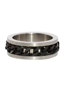 OOMPH Men Stainless Steel Chain Design Band Ring