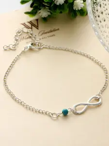 OOMPH Silver-Plated Bohemian Beaded Anklet