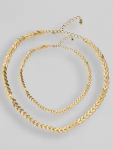 OOMPH Women Gold-Plated Choker Necklace & Anklet