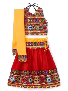 BANJARA INDIA Girls Embroidered Ready to Wear Cotton Lehenga & Blouse With Dupatta