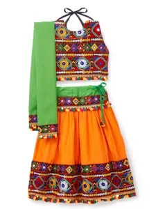 BANJARA INDIA Girls Embroidered Ready to Wear Cotton Lehenga & Blouse With Dupatta