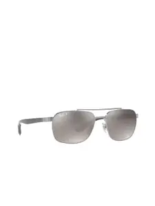 Ray-Ban Men Rectangle Sunglasses with Polarised Lens 8056597728393