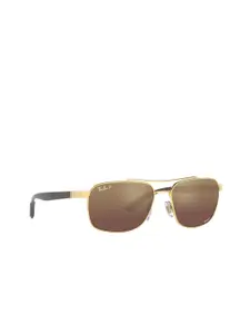 Ray-Ban Men Rectangle Sunglasses with Polarised Lens