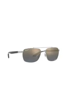 Ray-Ban Men Rectangle Sunglasses with Polarised Lens 8056597728386