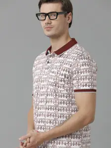 Classic Polo Men Self Design Polo Collar-Neck Cotton T-shirt