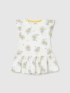 max Floral Printed Peplum Pure Cotton Top