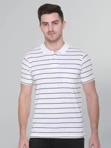 GODFREY Striped Polo Collar Cotton T-shirt