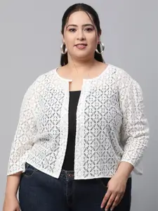 UnaOne Women Plus Size Embroidered Cotton Shrug