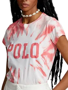 Polo Ralph Lauren Women Tie-Dye Cotton Round Neck T-shirts