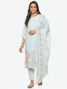 Biba Floral Printed Linen Unstitched Dress Material