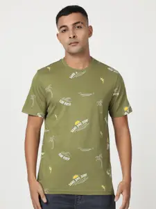 Lee Men Typography Printed Round Neck Short Sleeve Cotton T-shirt