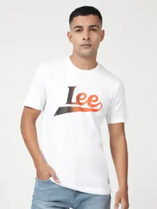 Lee Men Typography Printed Round Neck Short Sleeve Cotton T-shirt