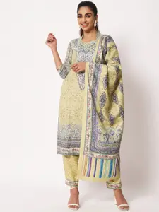 Zamour Embroidered Kalamkari Unstitched Dress Material
