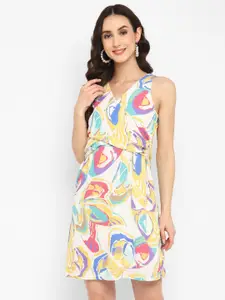 Taurus Abstract Printed V-Neck A-Line Dress