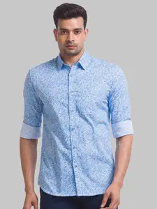Parx Men Geometric Printed Spread Collar Cotton Slim Fit Casual Shirt