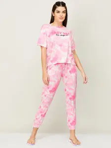 Ginger by Lifestyle Tie And Dye Printed Pure Cotton Night Suit