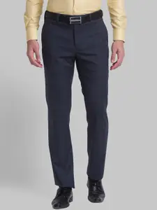 Raymond Men Checked Mid-Rise Regular Fit Formal Trousers