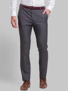Raymond Men Checked Mid-Rise Formal Trousers