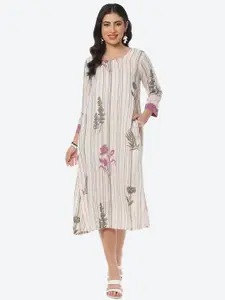 Biba Striped A-Line Midi Dress