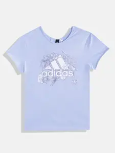 ADIDAS Girls Brand Logo Printed Pure Cotton G Sum T T-shirt