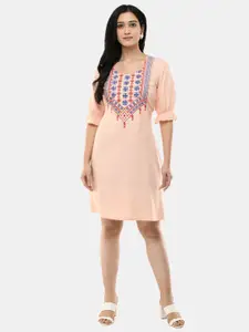 SAAKAA Embroidered A-Line Cotton Dress